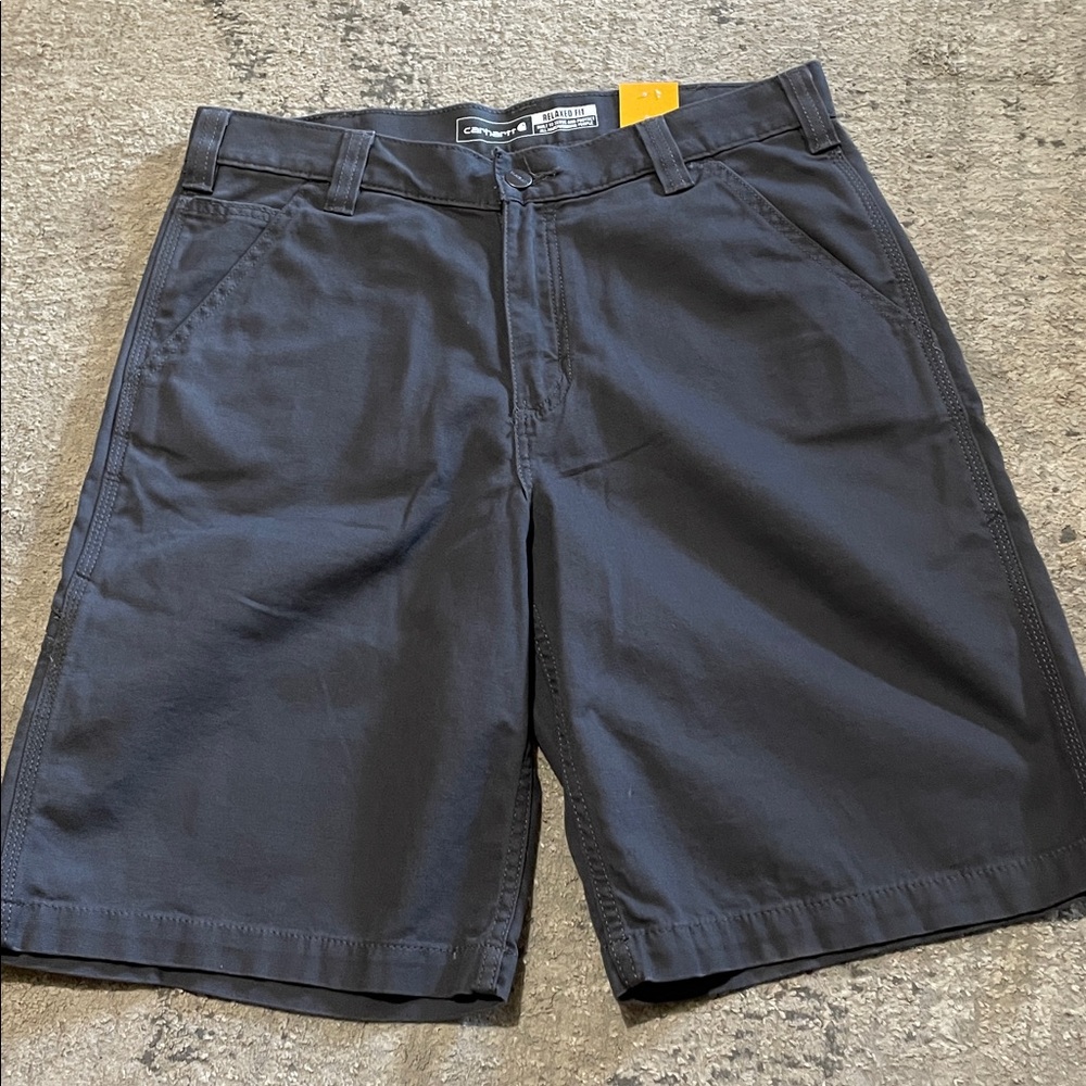 NWTs Men’s Carhartt Gray Relaxed Fit canvas work shorts 10-inch inseam Sz 32